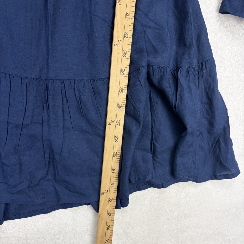 Lascana Navy Tiered Lace Tunic Blouse Bell Sleeve Size 12 - Picture 11 of 11